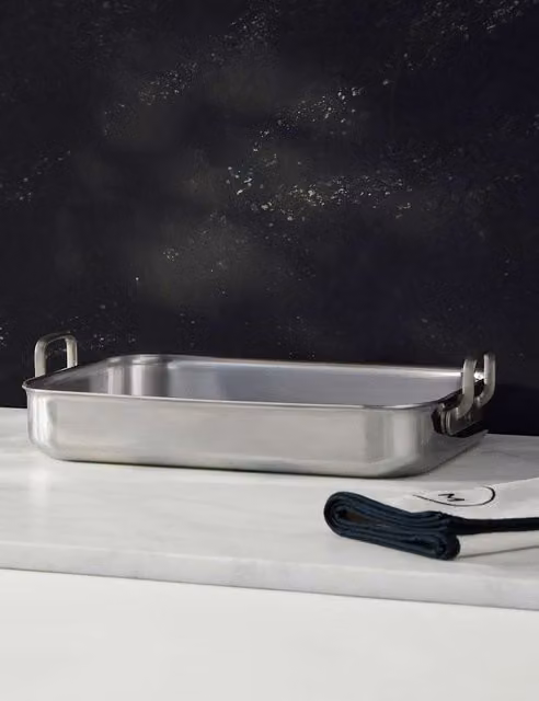 M&S x Tom Kerridge Rectangular Stainless Steel Roasting Tray in Silver
