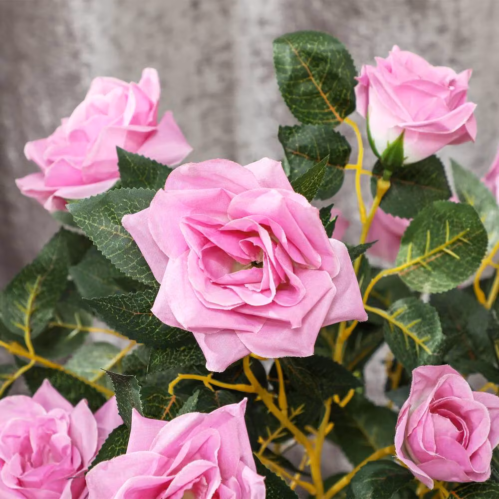STILVORA Artificial Pink Rose Tree in Pot, Height: 90 cm – 7