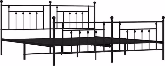 Berkfield Home Metal Bed Frame with Headboard and Footboard in Black W/D/H: 193 x 198 x 97 cm