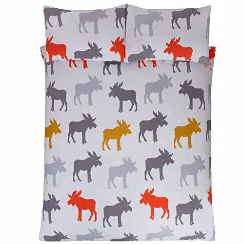 Rapport Home Moose Animal Print 100% Cotton Flannelette Duvet Cover and Pillowcase Set in Multicolour, 200 x 200 cm – 2