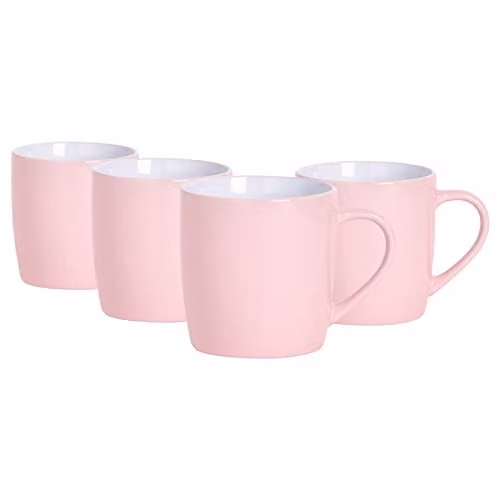 Argon Tableware Pink Stoneware Coffee Mugs, 350ml, Pack of 4