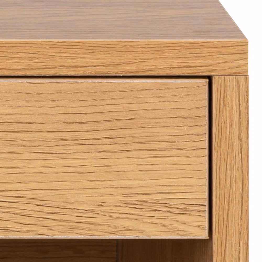 Wyld Haus Bramblebud Square Oak Bedside Table with 1 Drawer in Natural Brown – 3