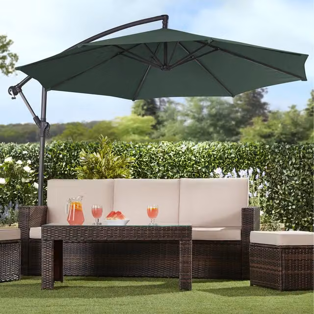 Garden Gear 2.7m Cantilever Garden Parasol in Green with Aluminium and Steel Frame