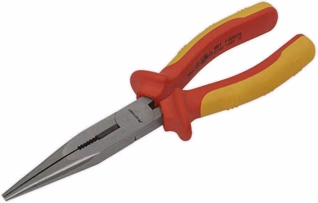 Loops Long Nose Pliers with Serrated Jaws and Hardened Cutting Edges, Red and Multicolour, Chrome Vanadium and Stainless Steel – 1