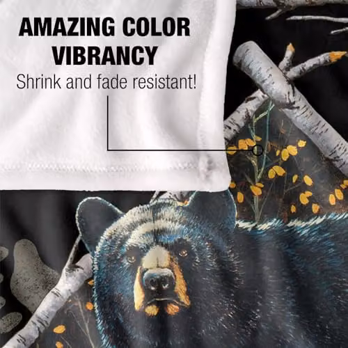 JQ Licensing Black Bears Silky Touch Super Soft Fleece Throw Blanket, White, W/D/H: 152 x 127 cm – 3