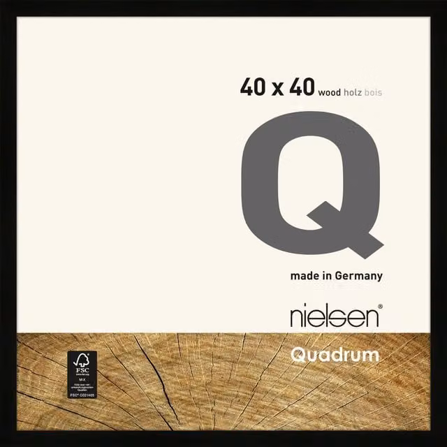 Nielsen Design Quadrum Square Wooden Picture Frame in Black with Glass Front, 40 x 40 cm – 1