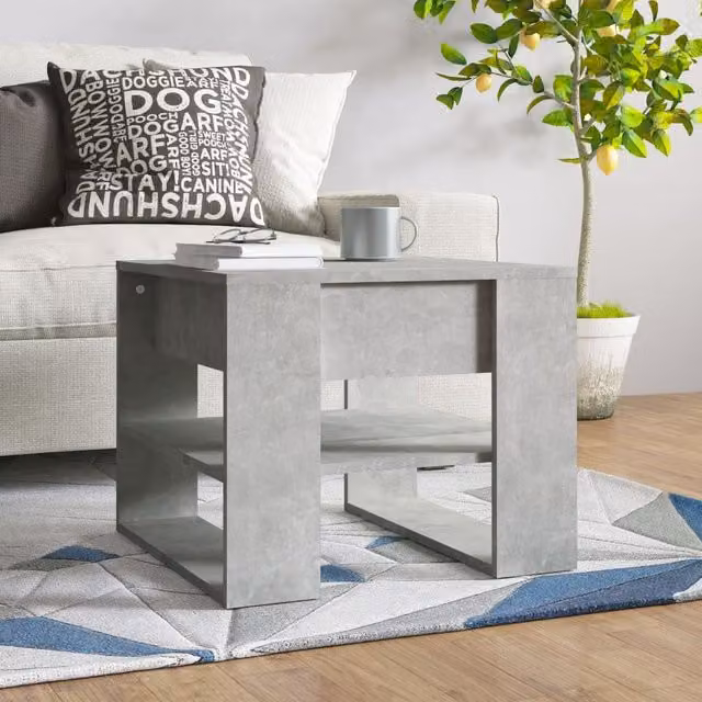 Berkfield Home Modern Square Coffee Table in Grey Composite Wood, W/D/H: 55.5 x 55.5 x 45 cm