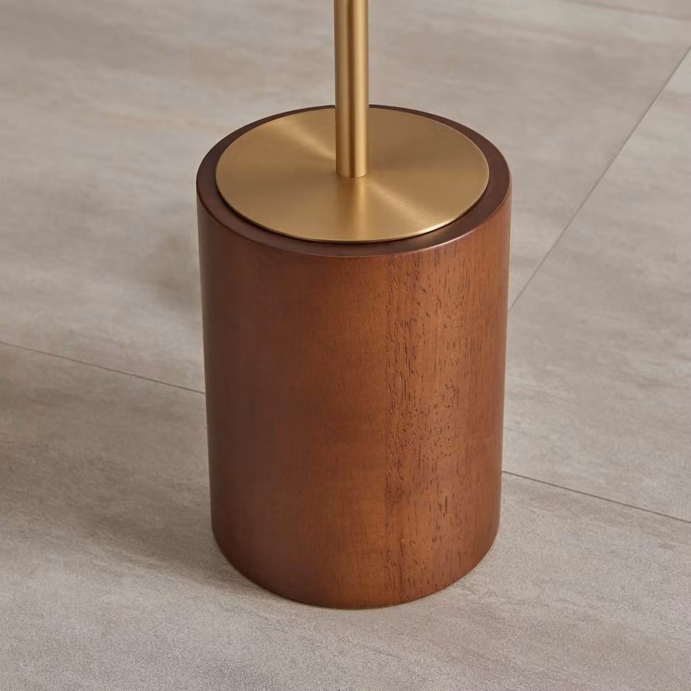 FurnitureboxUK Theo Standing Floor Lamp in White and Wood with Brass Details – 3