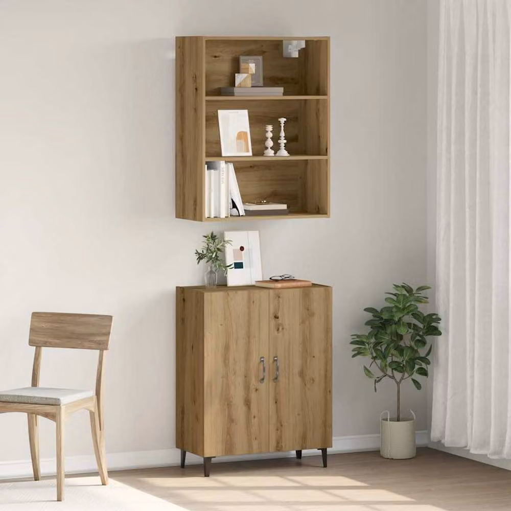 Berkfield Home Artisan Oak Sideboard and Wall Cabinet in Brown – 3