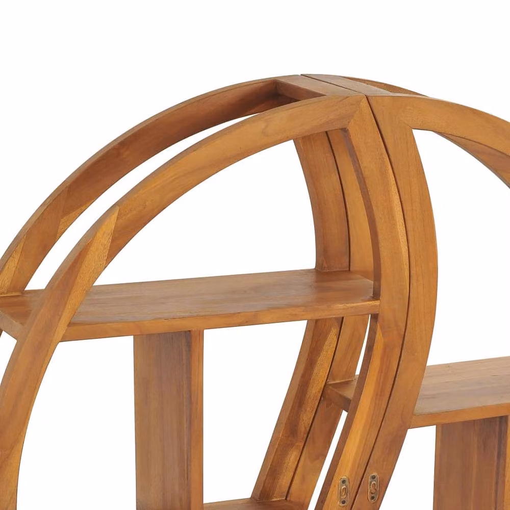 Berkfield Home Yin Yang Wall Shelf in Brown Solid Teak Wood, W/D/H: 100 x 20 x 100 cm – 3