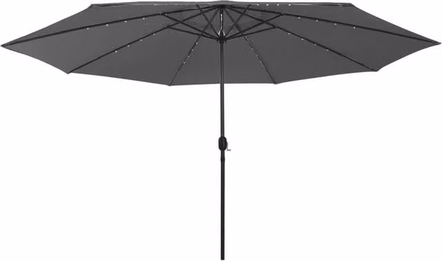 Berkfield Home Outdoor Parasol with LED Lights and Metal Pole, Anthracite Black, 400 cm