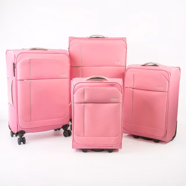 A2B Odyssey 4 Piece Soft Sided Lightweight Suitcase Set in Pink