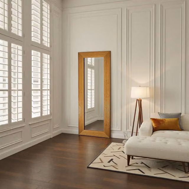 Yearn Wave Tall Bevelled Wall Mirror in Gold