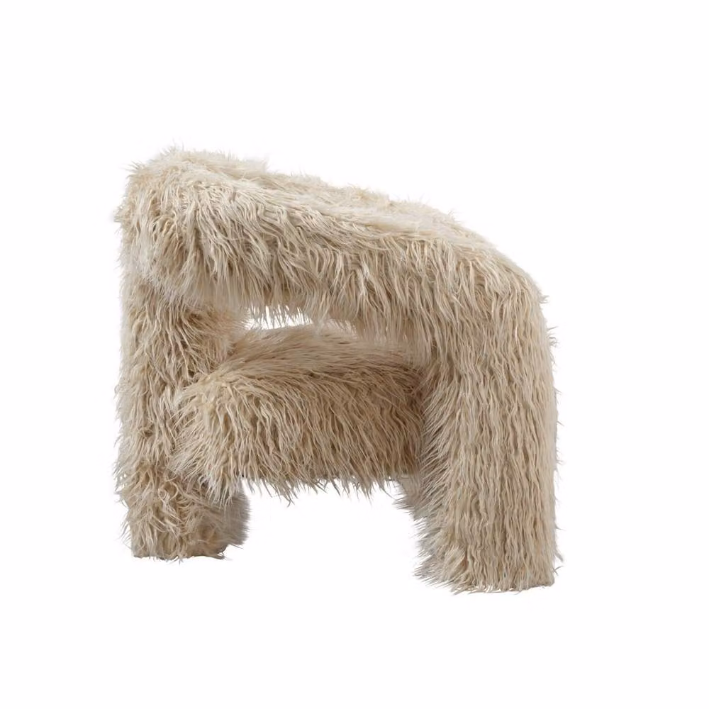 Lemon Pavilion Furniture Freyja Indoor Chair in Ivory Faux Mongolian Fur, W: 78 cm, D: 74 cm, H: 71 cm – 2