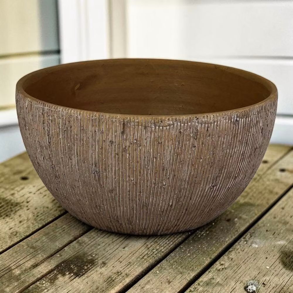 Four Candle Pebble Stone Decorative Serving Bowl, Brown, Diameter: 28 cm – 2