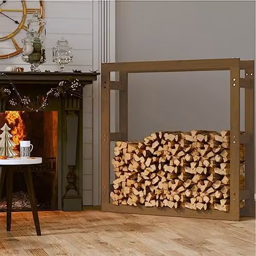 vidaXL Rustic Pine Wood Firewood Rack, Brown, W/D/H: 100 x 25 x 100 cm – 3