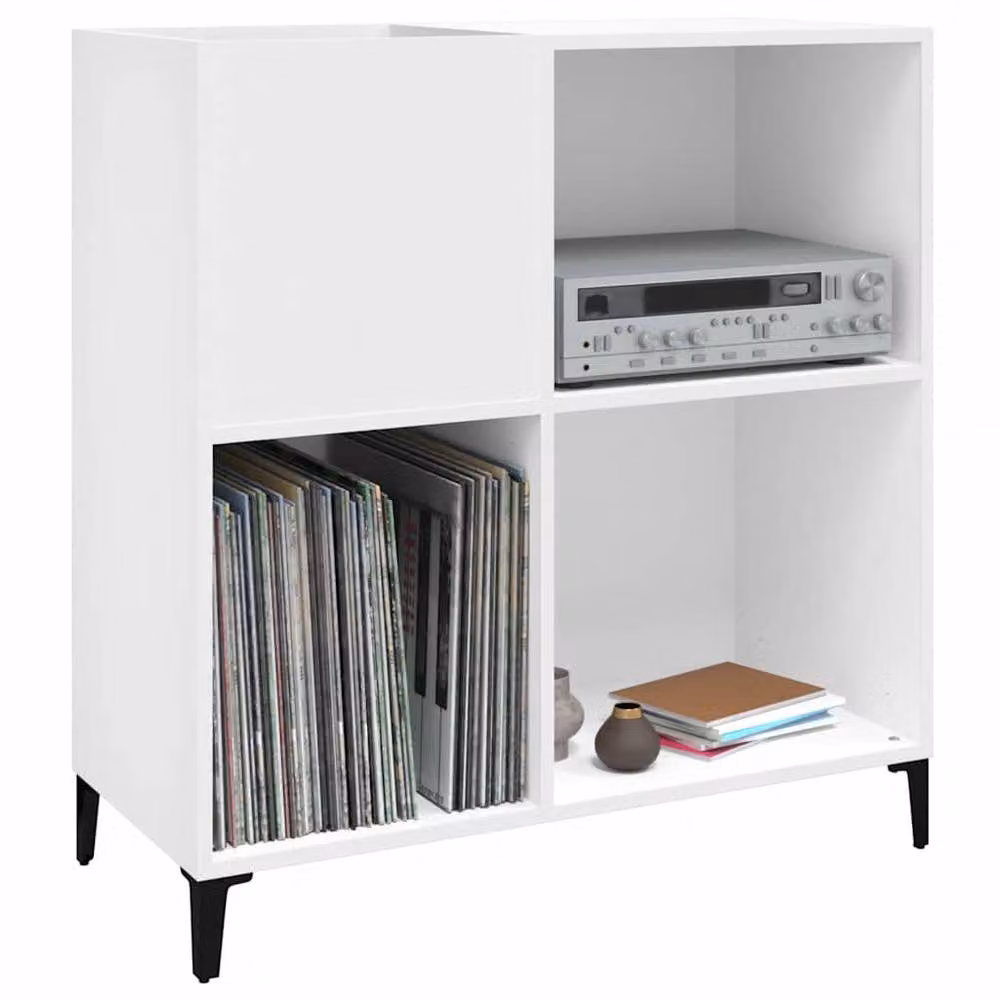 Berkfield Home Record Cabinet in White, W/D/H: 84.5 x 38 x 89 cm – 2