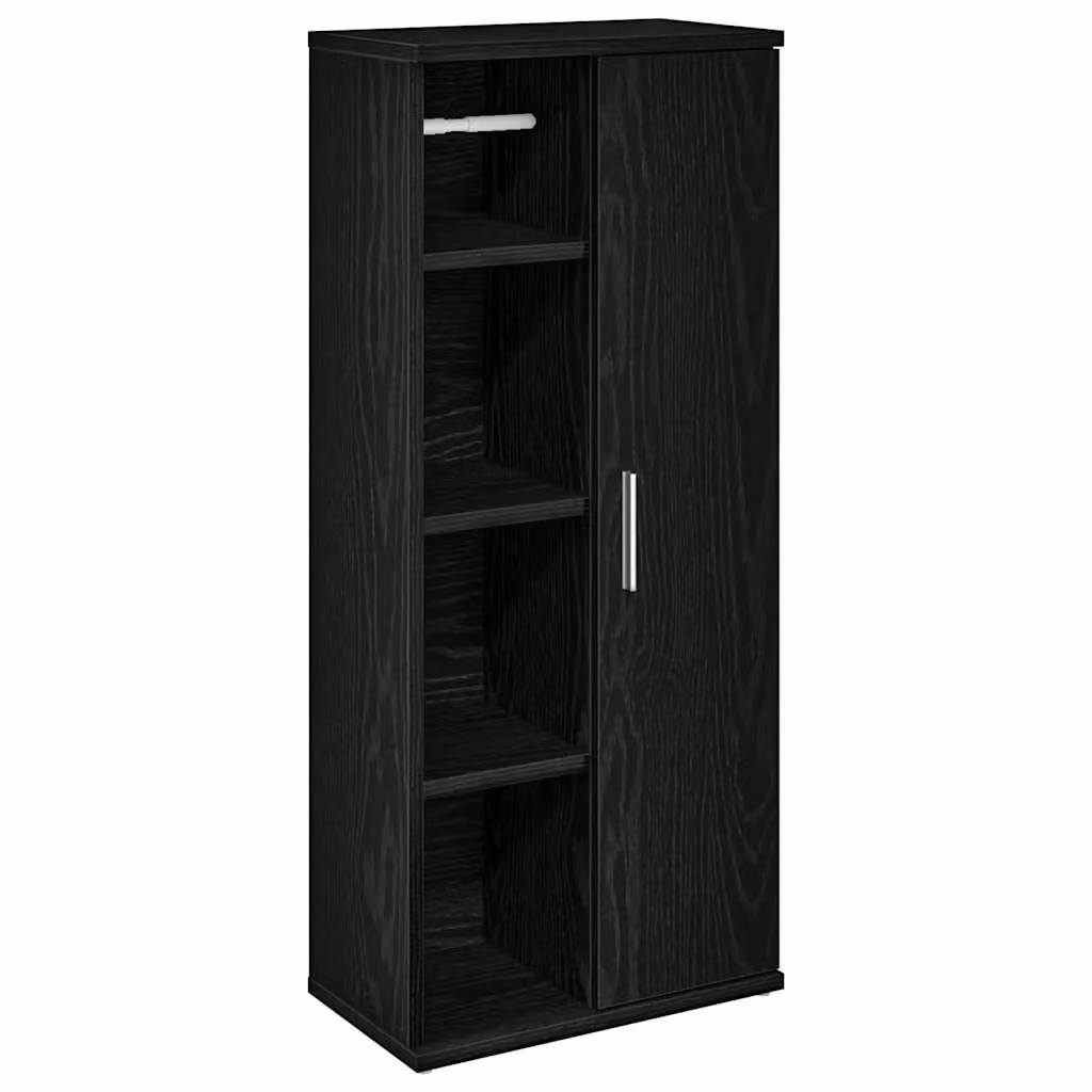 Berkfield Home Black Wall Mounted Bathroom Cabinet with Roll Holder and Open Shelf, W: 39 cm, D: 22 cm, H: 90 cm – 2