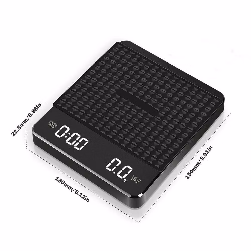 FLAVORA Digital Coffee Scale with Timer and LED Display in Black, W: 100 cm, D: 15 cm, H: 15 cm – 2