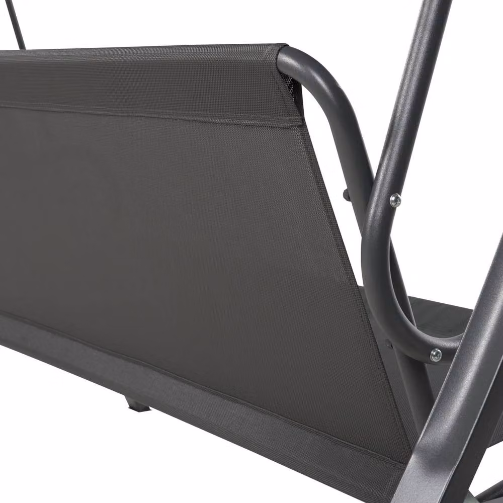 Wyld and Coco Grey 3-Seater Fabric Patio Swing with Sun Canopy and Cushions and Powder-Coated Steel Frame – 4