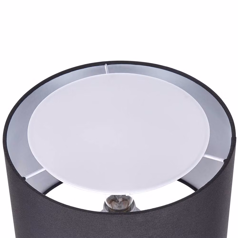 Wyld and Coco Black Metal Table Lamp with Fabric Drum Shade, Height: 49 cm – 3