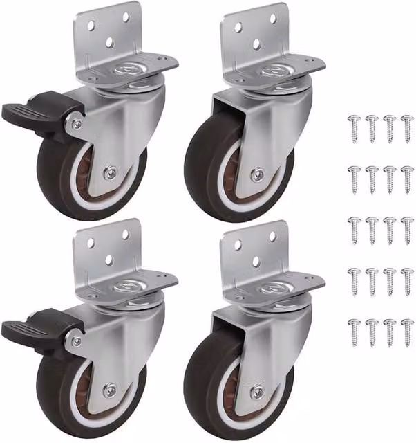 NESTLUNE 4-Piece Silver Rubber Swivel Caster Wheels with 360 Degree Rotation – 1