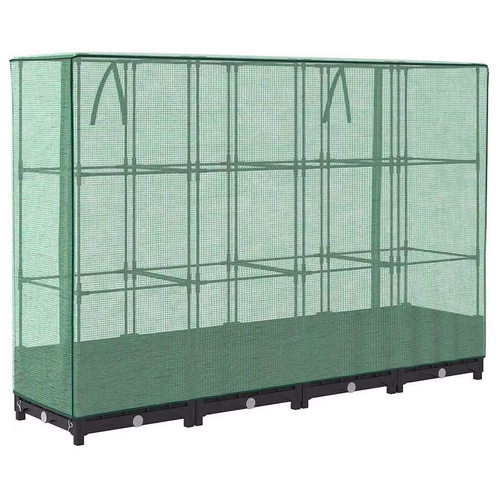 Berkfield Home Raised Bed with Greenhouse Cover in Black Rattan Look, W/D/H: 160 x 40 x 123 cm – 3