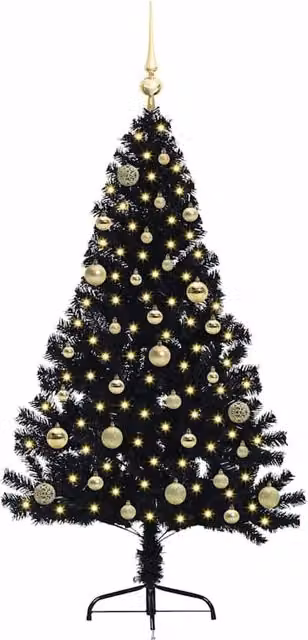 Berkfield Home Beautiful Pre-lit Artificial Christmas Tree in Black, Height: 150 cm