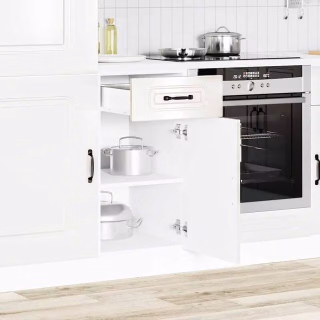 Berkfield Home Kalmar High Gloss White Kitchen Base Cabinet in Engineered Wood