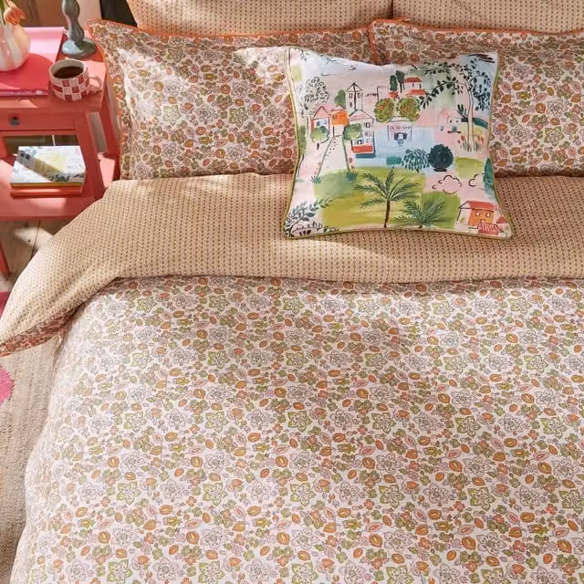 Land & Shore Rudie Double Cotton Duvet Cover and Pillowcase Set, Multicolour, W: 140 cm, H: 200 cm