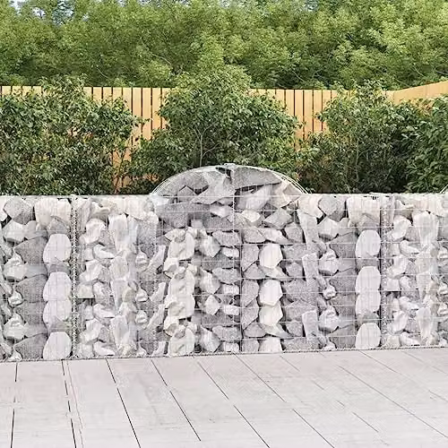vidaXL Arched Gabion Baskets, 40 Pieces, Silver Galvanised Steel, W: 200 cm, D: 30 cm, H: 100/120 cm – 2