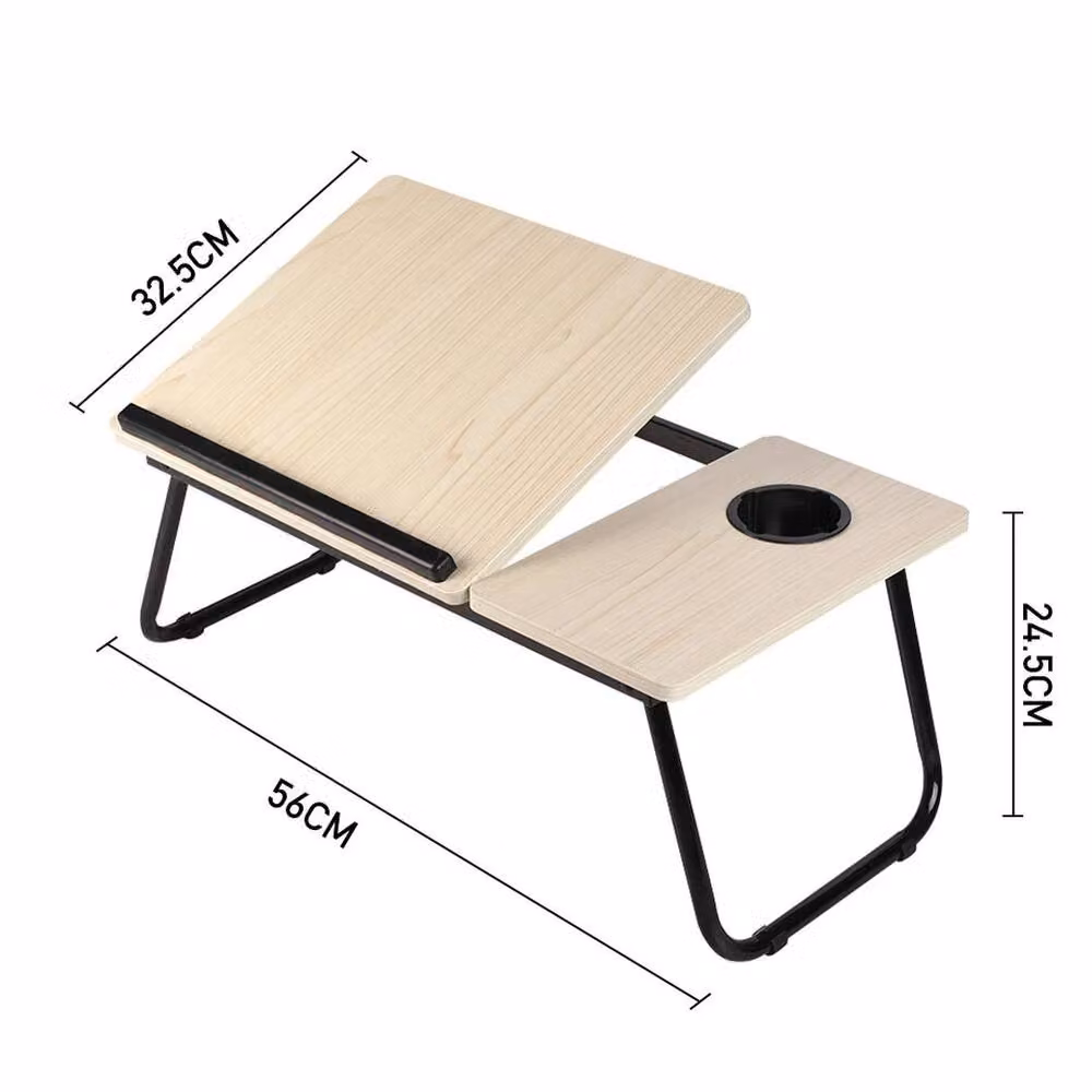 Kelvenix Folding Laptop Table in White and Beige – 2