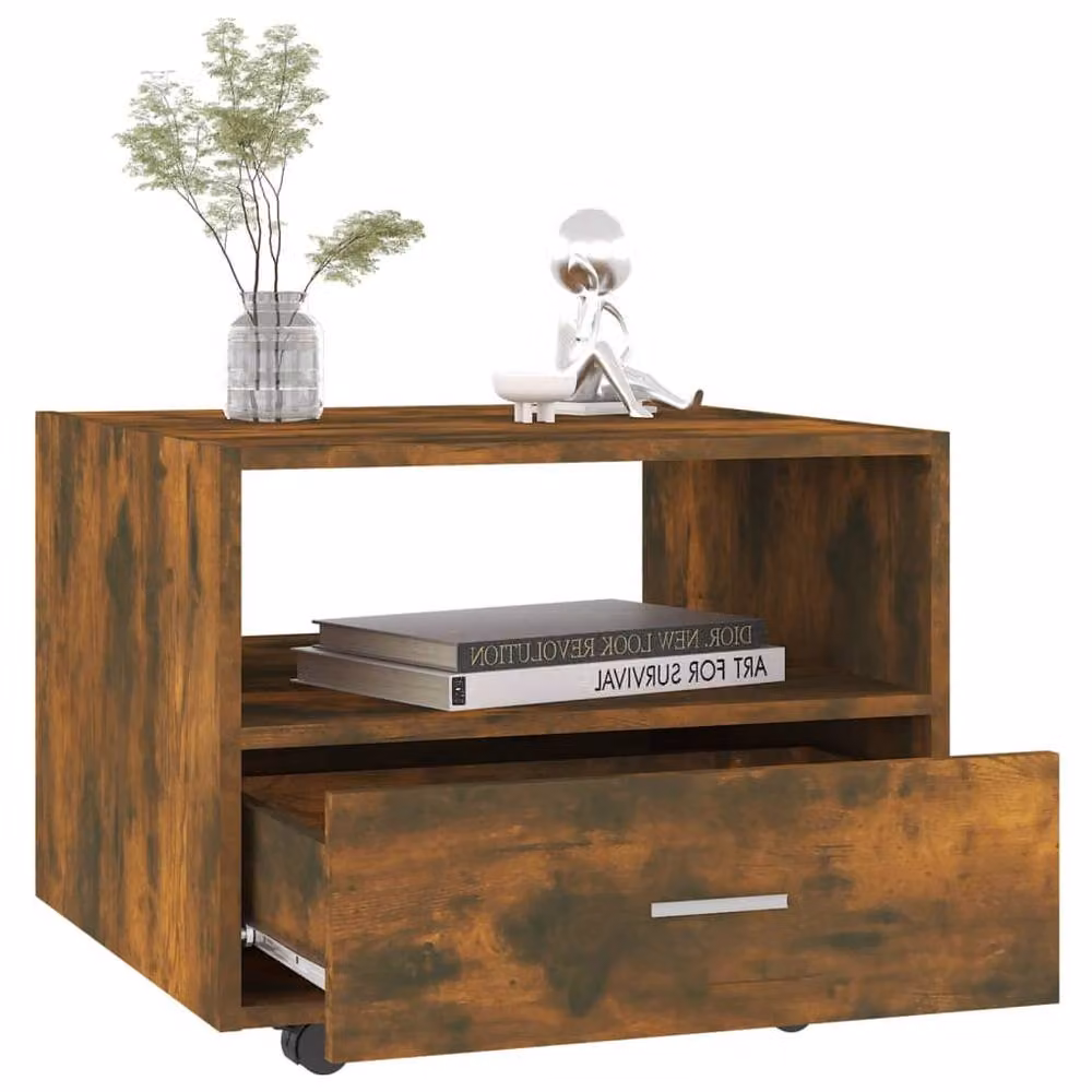 Berkfield Home Smoked Oak Decorative Coffee Table in Brown, W/D/H: 55 x 55 x 40 cm – 3