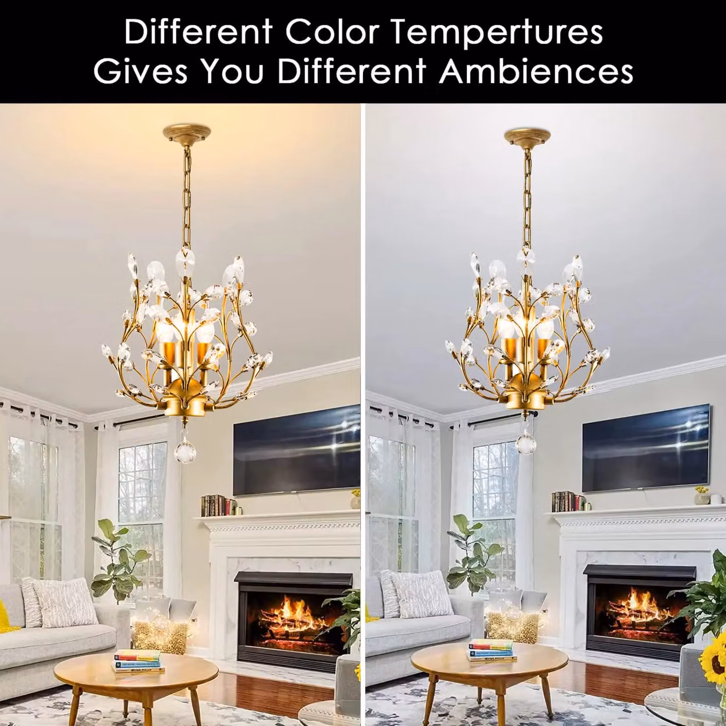 Garwarm 3-Light K9 Crystal Chandelier in Gold/Brass with Height Adjustable Suspension – 3