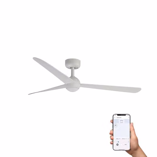 Netlighting Sfera Medium 3 Blade Ceiling Fan in Matt White with Tuya Smart App Control