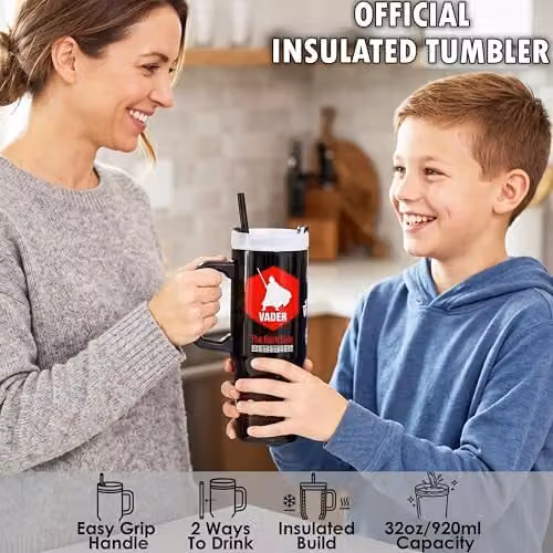 Get Trend Star Wars Insulated Stainless Steel Tumbler with Straw and Handle, 920ml, Black/Multicolour – 2