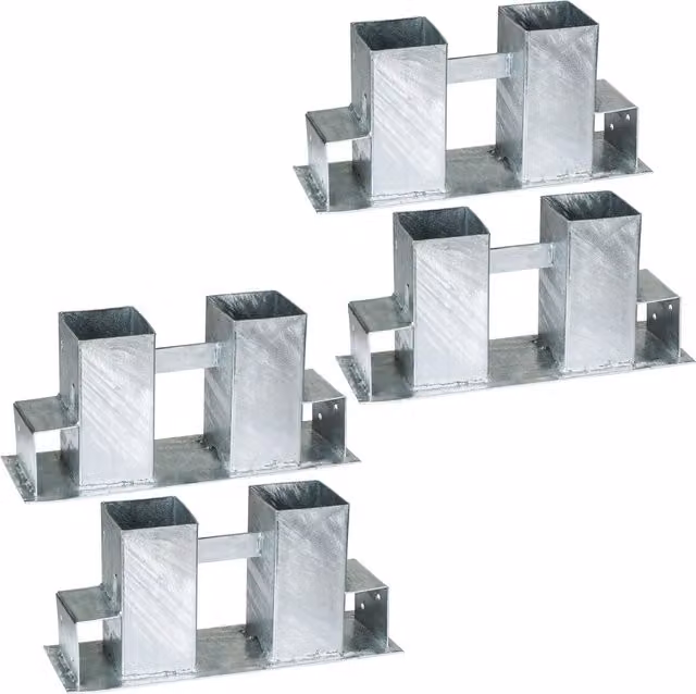 tectake Set of 4 Wall Mounted Metal Log Holder Brackets in Silver