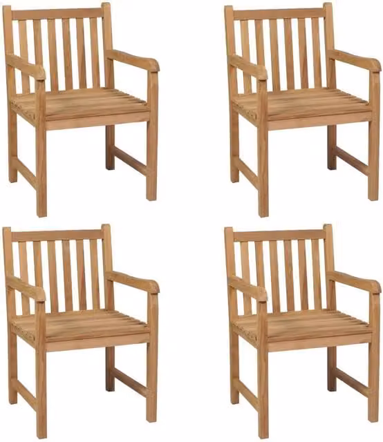Berkfield Home Set of 4 Outdoor Armchairs in Brown Solid Teak Wood – 1
