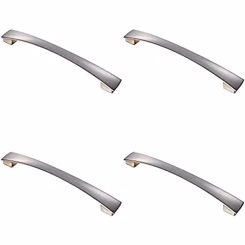 Loops 4 Pack Curved Bow Pull Handle in Brushed Silver, W/D/H: 21.85 x 2.6 x 2.6 cm, 192mm Fixing Centres