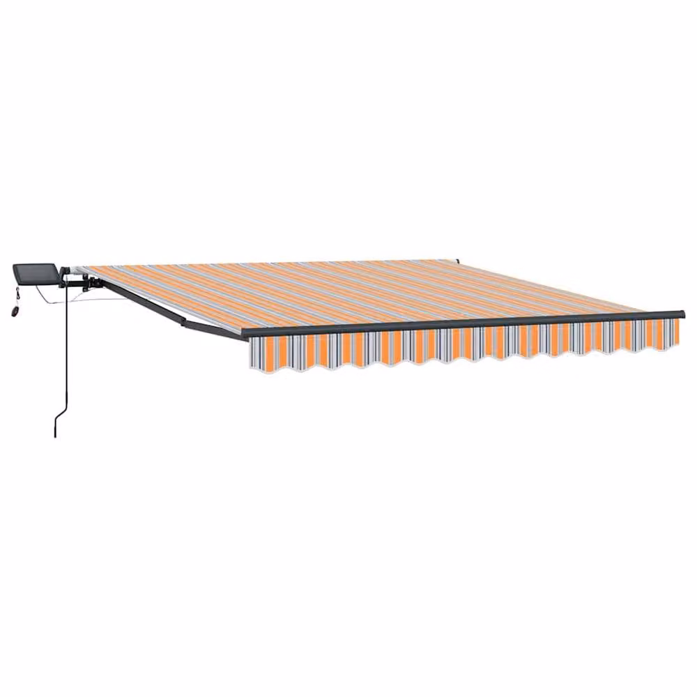 Berkfield Home Manual Retractable Folding Arm Awning with Multicolour LED Stripe, W: 350 cm, D: 250 cm – 3