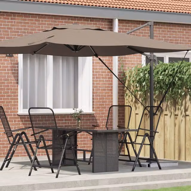 Berkfield Home Large Taupe Patio Umbrella in Polyester and Steel