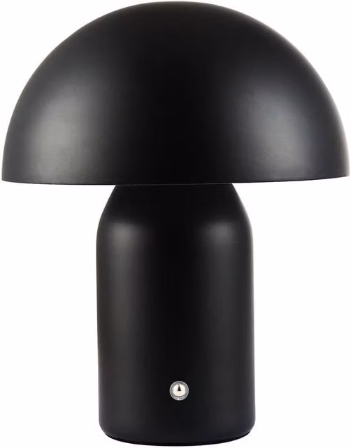 Happy Homewares Modern Rechargeable Mushroom Table Lamp with Touch Dimmer in Black, Height: 25.4 cm
