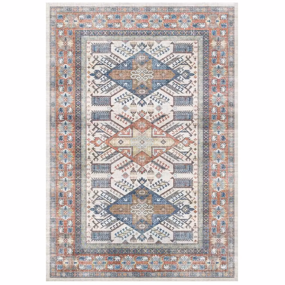 The Rug Shop UK Blue Bordered Floral Traditional Machine Woven Stain-Resistant Polyester Rug, W: 120 cm, D: 170 cm – 2