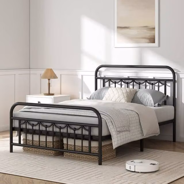 MCC Direct Frankie Metal Bed Frame with Headboard and Footboard, Black, Single, W: 90 cm, L: 190 cm – 1
