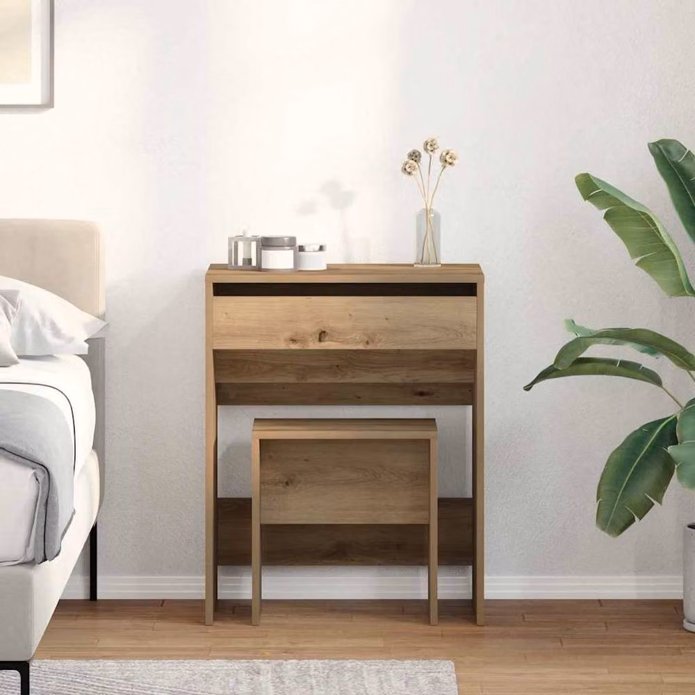 Berkfield Home Modern Dressing Table with Mirror in Artisan Oak Brown – 2