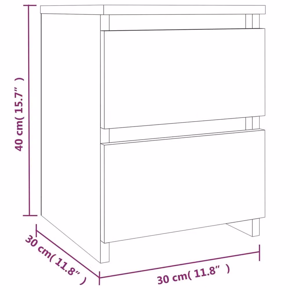Berkfield Home Elegant Bedside Cabinets, 2 Piece Set in Grey Sonoma, W/D/H: 30 x 30 x 40 cm – 4