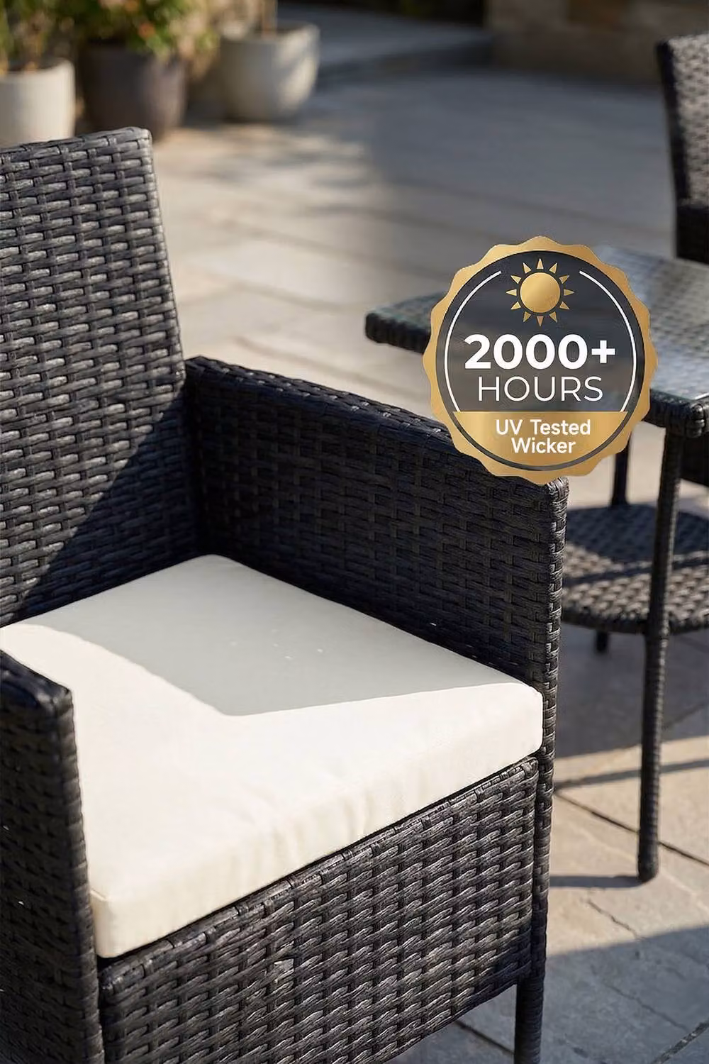 Living and Home 3-Piece Black PE Rattan Garden Furniture Bistro Set – 4