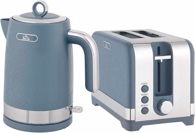 Rolipo Blue Textured Matte Kettle and Toaster Set with Limescale Filter