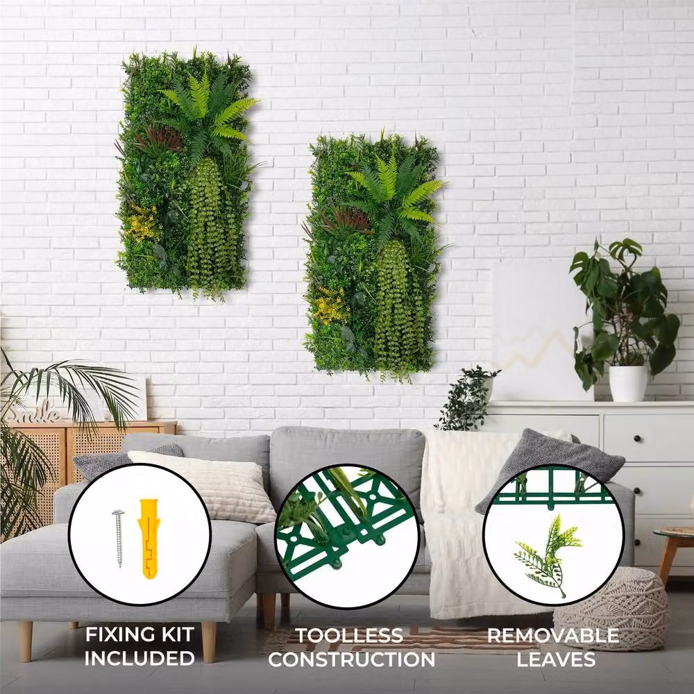 Monstershop Alina Artificial Plant Wall Panel, Green, W: 50 cm, H: 100 cm – 2