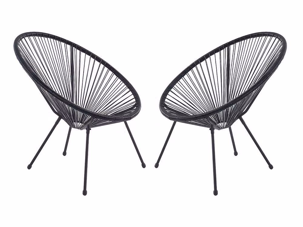 Vente-unique Alios II Set of 2 Black Woven Resin Garden Armchairs – 2